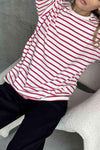 Round Neck Striped Dropped Shoulder T-Shirt Women's T-Shirts - Tophatter Daily Deals