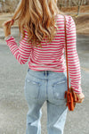 Double Take Striped Mock Neck Long Sleeve Top Blouses - Tophatter Daily Deals