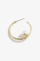 Pearl C-Hoop Earrings Earrings - Tophatter Daily Deals