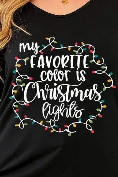 Plus Size MY FAVORITE COLOR IS CHRISTMAS LIGHTS Striped T-Shirt Women's T-Shirts - Tophatter Daily Deals