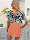 Leopard Waffle-Knit Short Sleeve Top Women's T-Shirts - Tophatter Daily Deals