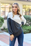 Celeste Design Full Size Contrast Long Sleeve Top Blouses - Tophatter Daily Deals