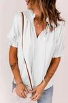 Smocked Frill Trim Flounce Sleeve Blouse White Blouses - Tophatter Daily Deals