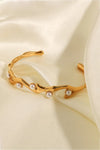 Inlaid Synthetic Pearl Open Bracelet Bracelets - Tophatter Daily Deals