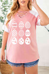 Plus Size Easter Egg Graphic Crisscross Tee Shirt Women's T-Shirts - Tophatter Daily Deals