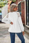 Round Neck Dropped Shoulder Eyelet Top Blouses - Tophatter Daily Deals