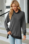 Slit Mock Neck Long Sleeve T-Shirt Women's T-Shirts - Tophatter Daily Deals