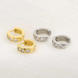 Stainless Steel Rhinestone Huggie Earrings Earrings - Tophatter Daily Deals