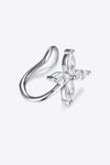 Inlaid Zircon 925 Sterling Silver Single Cuff Earring Leaf One Size Earrings - Tophatter Daily Deals