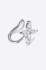 Inlaid Zircon 925 Sterling Silver Single Cuff Earring Leaf One Size Earrings - Tophatter Daily Deals
