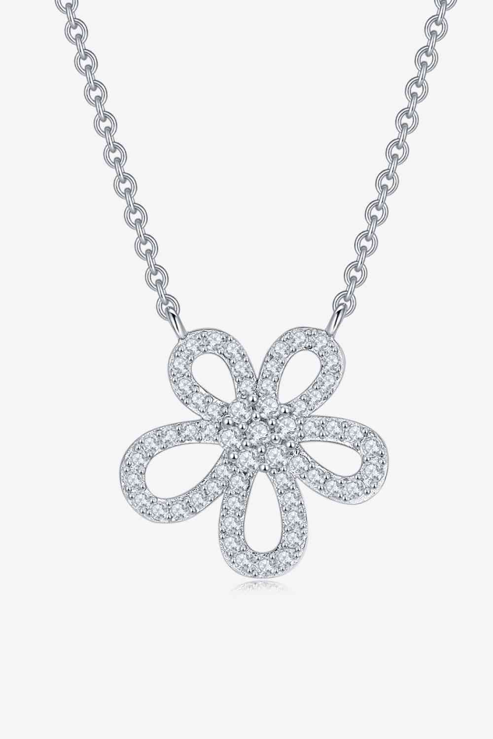 Moissanite Flower Pendant 925 Sterling Silver Necklace Moissanite - Tophatter Daily Deals