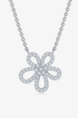 Moissanite Flower Pendant 925 Sterling Silver Necklace Moissanite - Tophatter Daily Deals