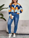 Plus Size Printed Notched Neck Long Sleeve Blouse Blouses - Tophatter Daily Deals