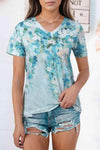 Floral V-Neck Short Sleeve Tee Women's T-Shirts - Tophatter Daily Deals