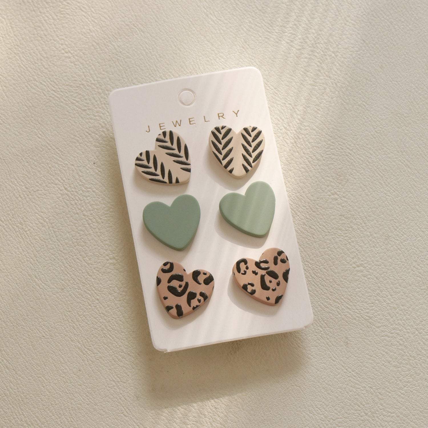 3 Piece Acrylic Heart Stud Earrings Camel One Size Earrings - Tophatter Daily Deals