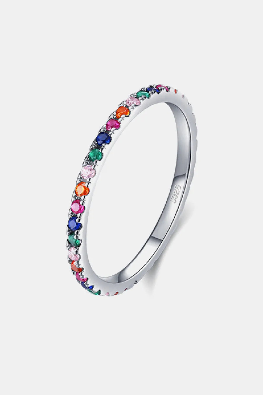 925 Sterling Silver Cubic Zirconia Ring Multicolor Rings - Tophatter Daily Deals