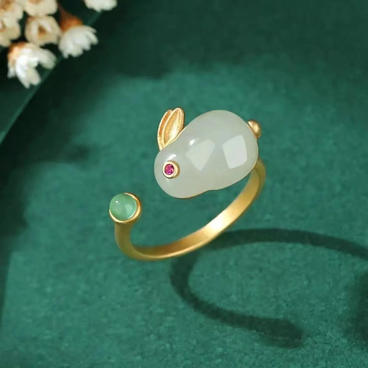 Natural Stone Gold-Plated Rabbit Ring Gold One Size Rings - Tophatter Daily Deals