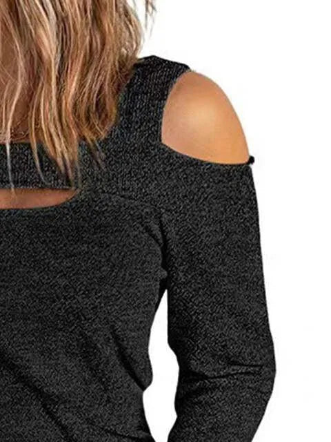 Full Size Cutout Cold Shoulder Blouse Blouses - Tophatter Daily Deals