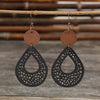Hollowed Wooden Teardrop Earrings Earrings - Tophatter Daily Deals