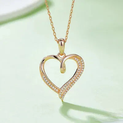 Moissanite 925 Sterling Silver Heart Shape Necklace Rose Gold One Size Moissanite - Tophatter Daily Deals