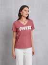 COFFEE V-Neck Short Sleeve T-Shirt Light Mauve Women's T-Shirts - Tophatter Daily Deals