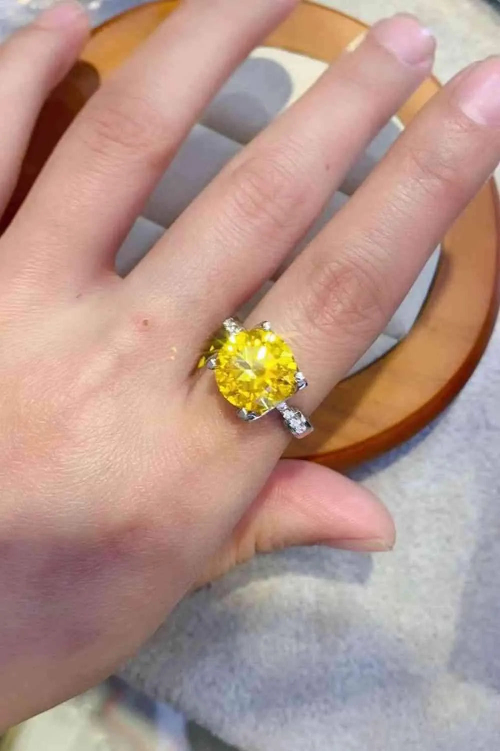 5 Carat Moissanite 925 Sterling Silver Ring in Banana Yellow Moissanite - Tophatter Daily Deals