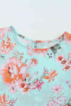 Summer Lover Floral Puff Sleeve Round Neck Blouse Blouses - Tophatter Daily Deals