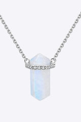 Natural Moonstone Chain-Link Necklace Silver One Size Moonstone - Tophatter Daily Deals