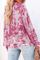 Floral Tie Neck Flounce Sleeve Blouse Blouses - Tophatter Daily Deals