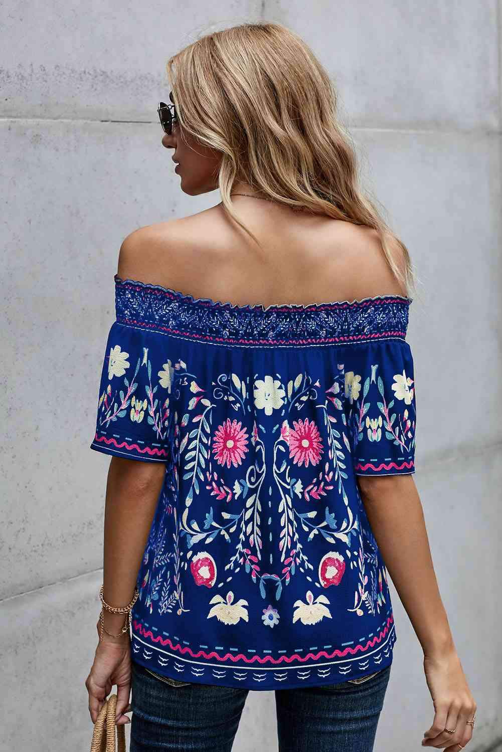 Floral Off-Shoulder Blouse Blouses - Tophatter Daily Deals