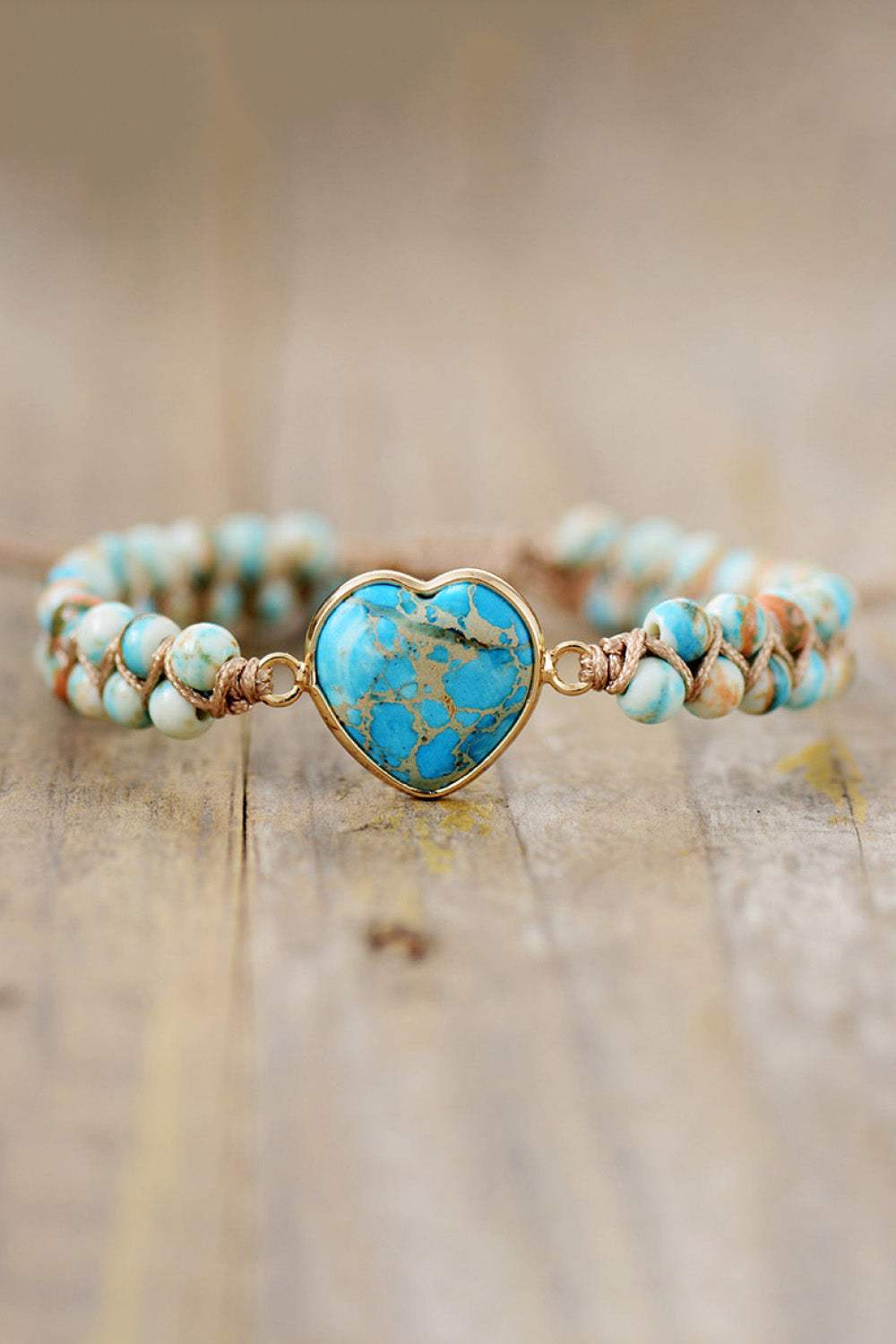 Handmade Heart Shape Natural Stone Bracelet Sky Blue One Size Bracelets - Tophatter Daily Deals