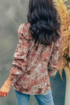 Printed Tie Neck Flounce Sleeve Top Blouses - Tophatter Daily Deals