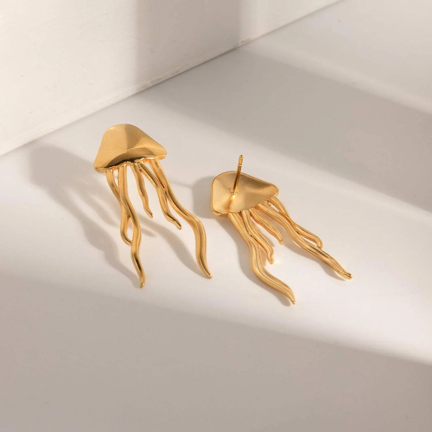 18K Gold-Plated Stainless Steel Jellyfish Earrings Earrings - Tophatter Daily Deals
