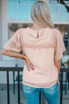 Flutter Sheer Sleeves Babydoll Top Blouses - Tophatter Daily Deals