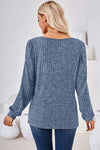 Ribbed Square Neck Long Sleeve T-Shirt Women's T-Shirts - Tophatter Daily Deals