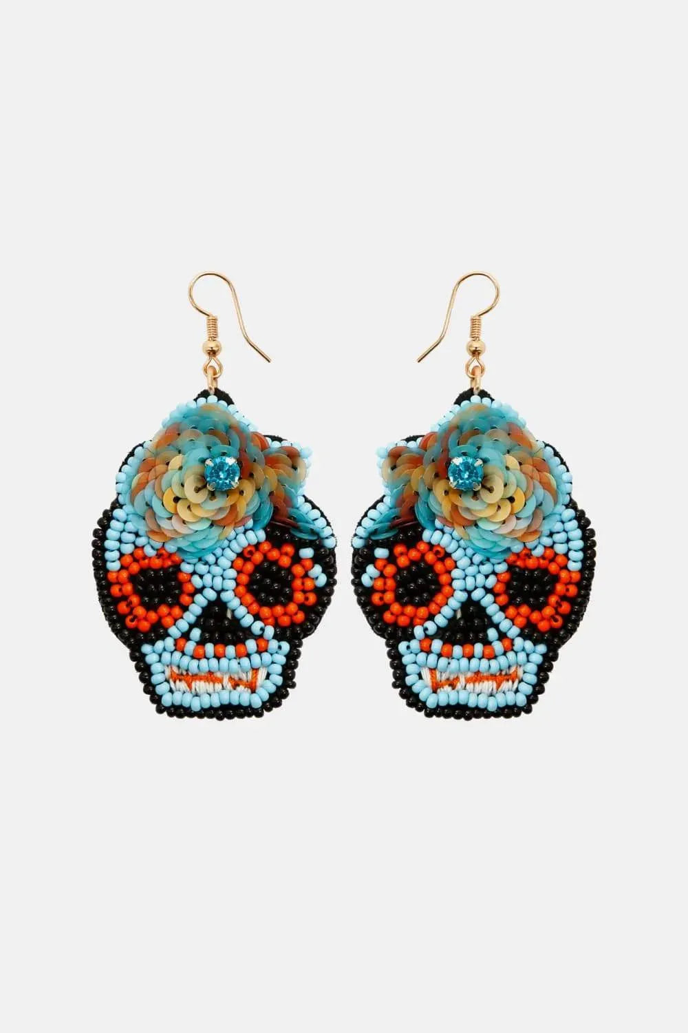 Copper Beaded Detail Dangle Earrings Pastel Blue One Size Earrings - Tophatter Daily Deals
