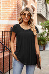 Round Neck Short Sleeve Tee Black Women's T-Shirts - Tophatter Daily Deals