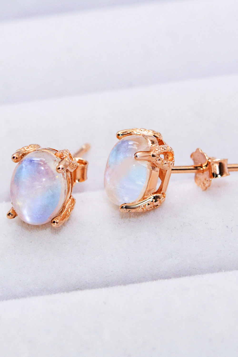 Natural Moonstone 4-Prong Stud Earrings Moonstone - Tophatter Daily Deals