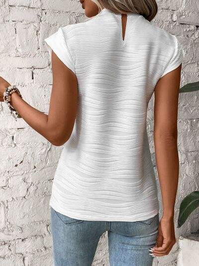 Mock Neck Cap Sleeve T-Shirt Women's T-Shirts - Tophatter Daily Deals