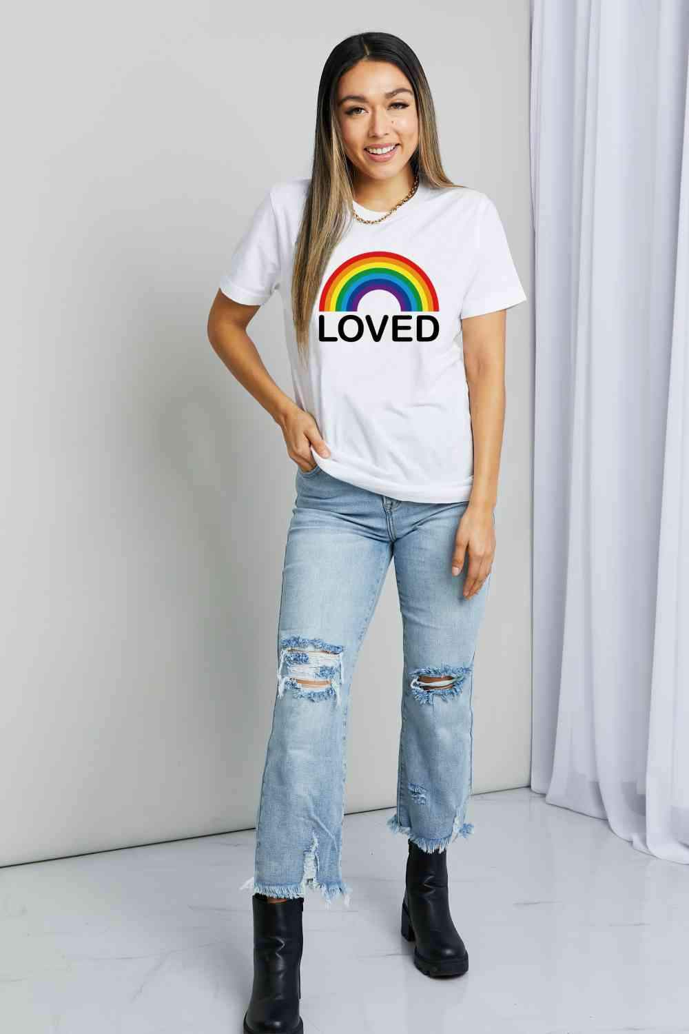 Simply Love LOVED Graphic Cotton T-Shirt Women's T-Shirts - Tophatter Daily Deals