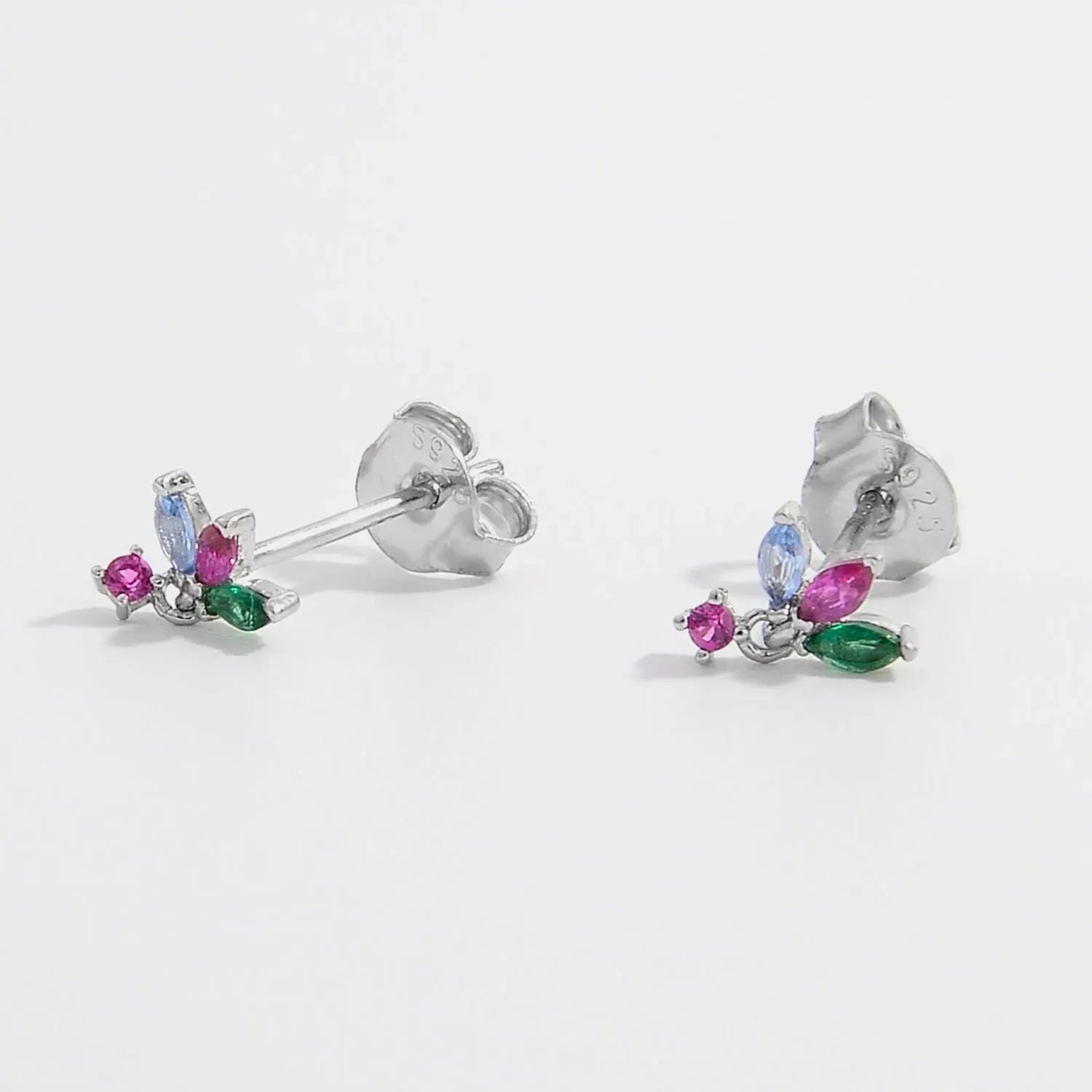 Inlaid Zircon 925 Sterling Silver Geometric Stud Earrings Earrings - Tophatter Daily Deals