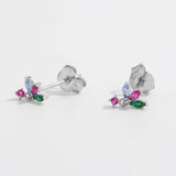 Inlaid Zircon 925 Sterling Silver Geometric Stud Earrings Earrings - Tophatter Daily Deals