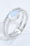 Natural Moonstone and Zircon Double-Layered Ring Silver Moonstone - Tophatter Daily Deals