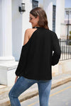 Asymmetrical Lantern Sleeve Waffle-Knit Blouse Blouses - Tophatter Daily Deals