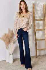 Hailey & Co Embroidered Printed Balloon Sleeve Blouse Blouses - Tophatter Daily Deals