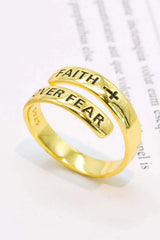 925 Sterling Silver FAITH OVER FEAR Bypass Ring Rings - Tophatter Daily Deals