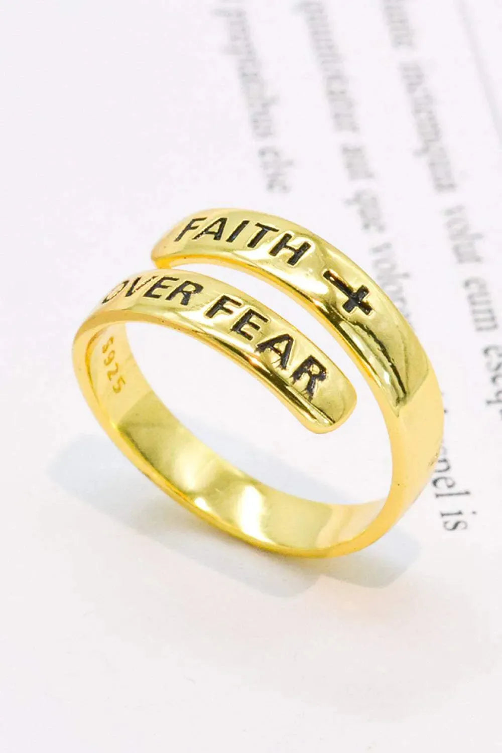 925 Sterling Silver FAITH OVER FEAR Bypass Ring Rings - Tophatter Daily Deals