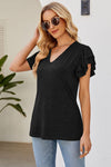 Ruffled V-Neck Flutter Sleeve T-Shirt Women's T-Shirts - Tophatter Daily Deals