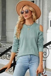 Round Neck Cold Shoulder T-Shirt Women's T-Shirts - Tophatter Daily Deals