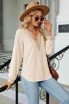 V-Neck Long Sleeve Blouse Blouses - Tophatter Daily Deals